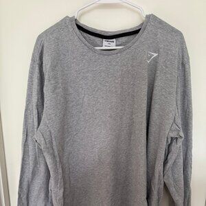 Gymshark Long Sleeve Cotton Tee | Size XXL | Heather Gray Athletic Fit